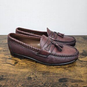 Allen Edmonds Maxfield Men's Burgundy Tassel Loafer Leather Sz 10 E Made In USA